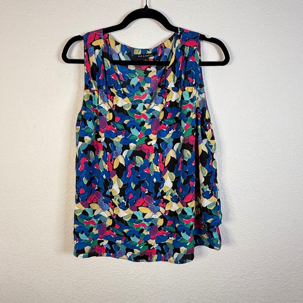 Zac & Rachel Multicolor Floral Sleeveless Blouse Top - Medium - Picture 5 of 5